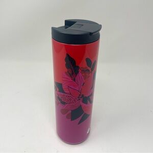 STARBUCKS TRAVEL TUMBLER 16oz VACUUM INSULATED RED & PINK FLORAL
